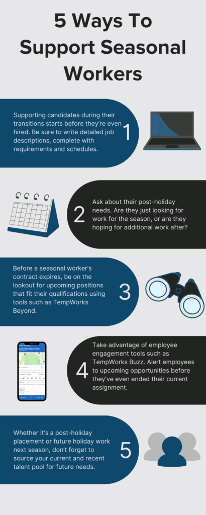 Infographic with tips for supporting holiday workers