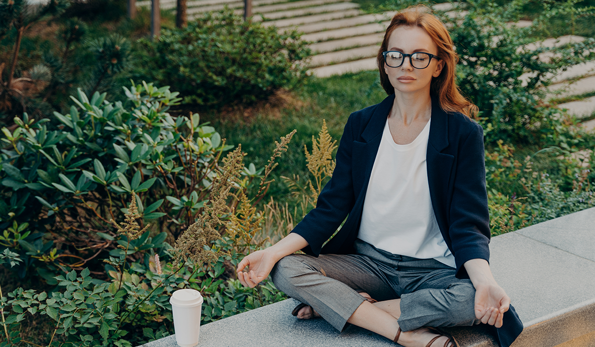 Employee meditating